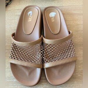 Zara Tan sparkly Mesh Women Slippers